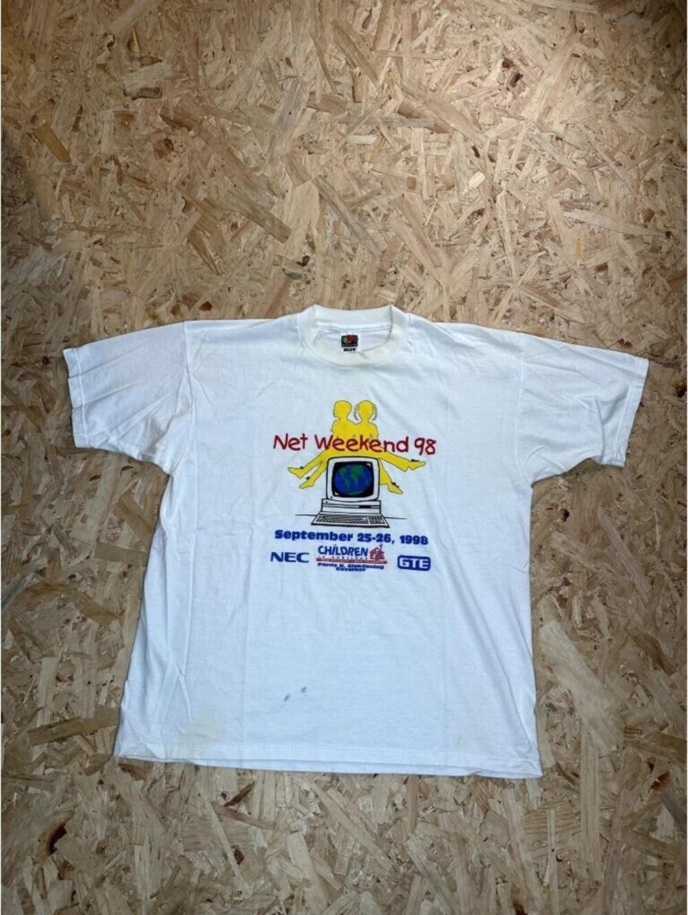 Vintage 1998 Net Weekend T-Shirt Mens XL White Tech Promo NEC GTE Single Stitch